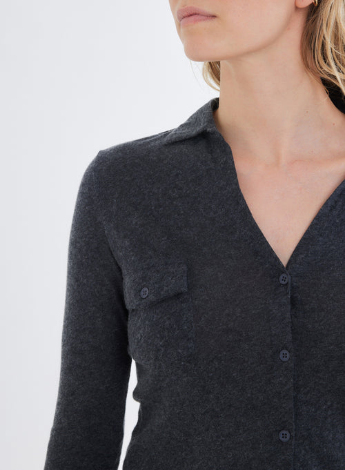 Camisa gris de manga larga - MAJESTIC FILATURES