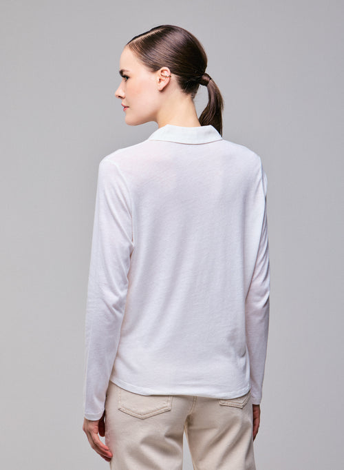 White Shirt Long Sleeve Shirt in Organic Cotton / Cashmere - MAJESTIC FILATURES