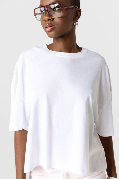 T-shirt Blanc Col Rond Manches Courtes en Coton Organique - MAJESTIC FILATURES