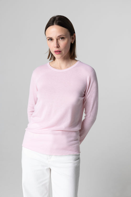 T-shirt Rose Col Rond Manches Courtes en Coton Organique - MAJESTIC FILATURES