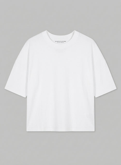 T-shirt Blanc Col Rond Manches Courtes en Coton Organique - MAJESTIC FILATURES