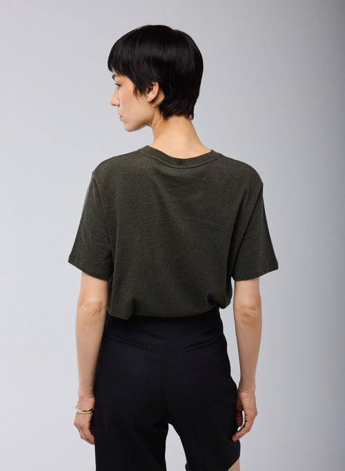 T-shirt Vert Col Rond Manches Courtes en Coton organique - MAJESTIC FILATURES