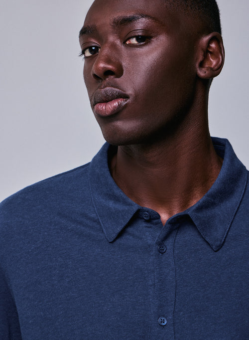 Blue Shirt Long-sleeved shirt in organic cotton - MAJESTIC FILATURES