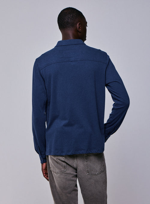 Blue Shirt Long-sleeved shirt in organic cotton - MAJESTIC FILATURES
