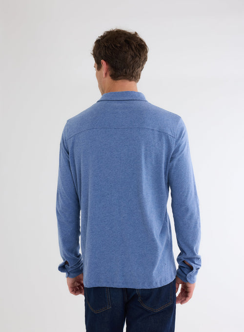 Blue Long Sleeve Shirt in Deluxe Cotton - MAJESTIC FILATURES