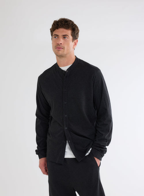 Black Long Sleeve Shirt in Deluxe Cotton - MAJESTIC FILATURES