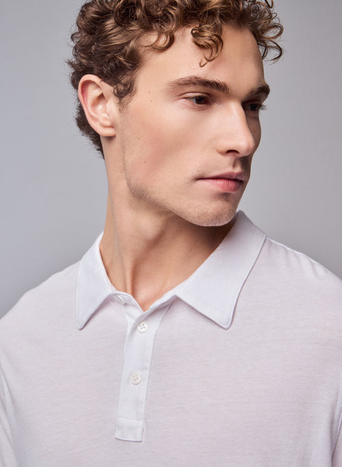 Polo Blanc Polo Manches Longues en Coton organique - MAJESTIC FILATURES