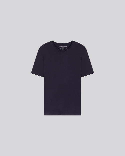 T-shirt Marine Julien Col Rond Manches Courtes en Deluxe Coton - MAJESTIC FILATURES