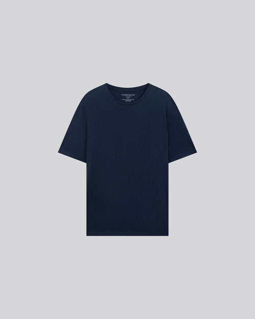 Blue Round Neck Short Sleeve T-shirt in Organic Cotton - MAJESTIC FILATURES