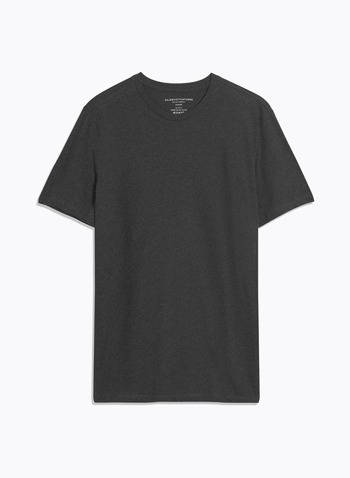 Julien Black Heather T-shirt Round Neck Short Sleeves in Deluxe Cotton - MAJESTIC FILATURES