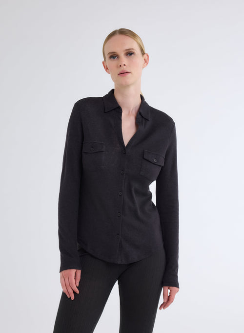 Black Long Sleeve Shirt - MAJESTIC FILATURES