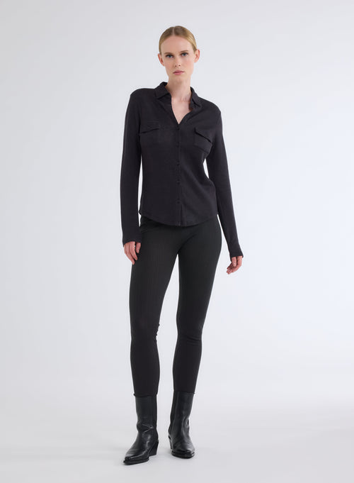 Black Long Sleeve Shirt - MAJESTIC FILATURES