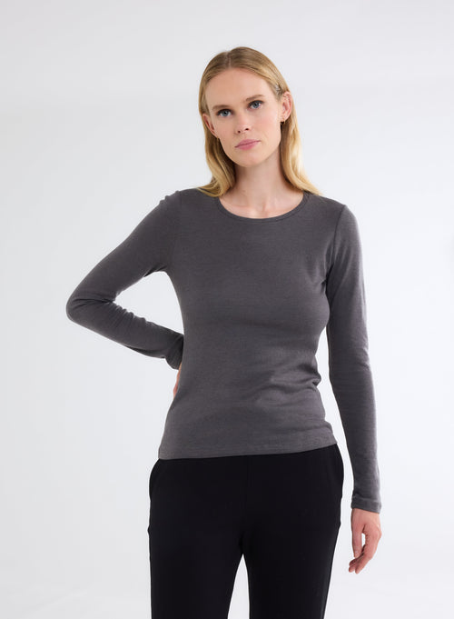 Green Round Neck Long Sleeve T-shirt - MAJESTIC FILATURES