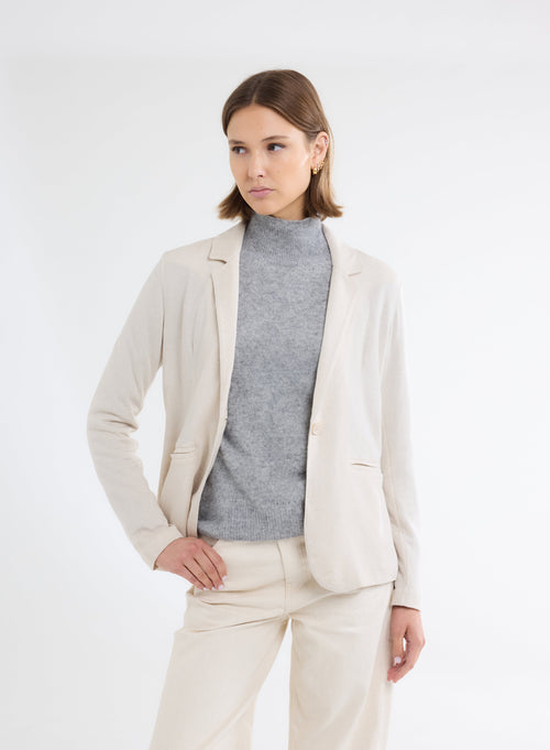 Veste Grise Manches Longues en Coton organique et Cachemire - MAJESTIC FILATURES