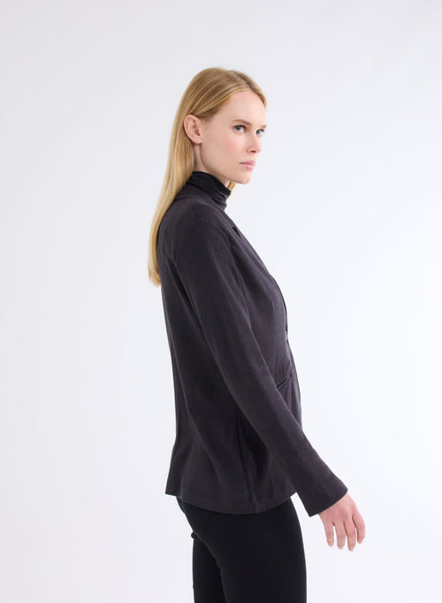 Black Long Sleeve Jacket in Organic Cotton and Cashmere - MAJESTIC FILATURES