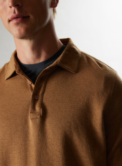 "Cotton / Cashmere Double sided Long Sleeve Polo" - MAJESTIC FILATURES