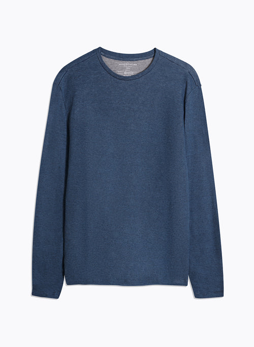 Blue Round Neck Long Sleeve T-shirt - MAJESTIC FILATURES