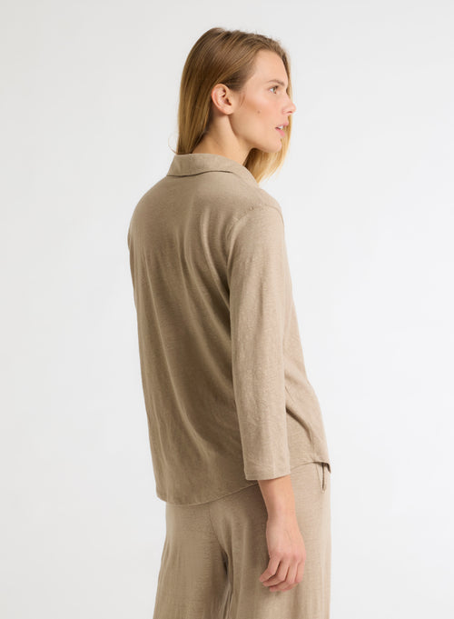 Beige shirt Three-quarter sleeves - MAJESTIC FILATURES