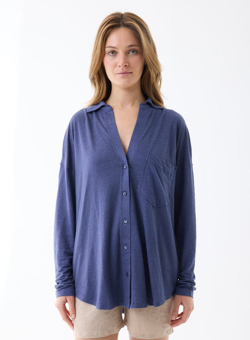 Chemise Venice blue Manches Longues - MAJESTIC FILATURES