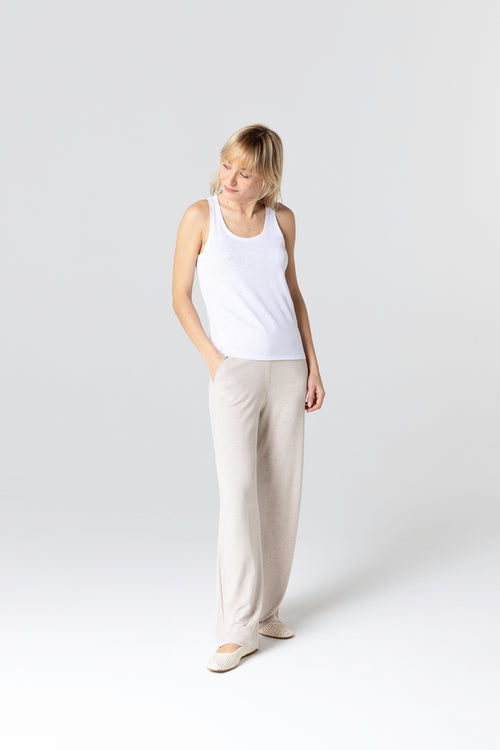 White U-Neck Tank Top in Viscose / Elastane - MAJESTIC FILATURES