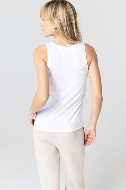White U-Neck Tank Top in Viscose / Elastane - MAJESTIC FILATURES