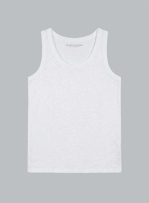 White U-Neck Tank Top in Viscose / Elastane - MAJESTIC FILATURES