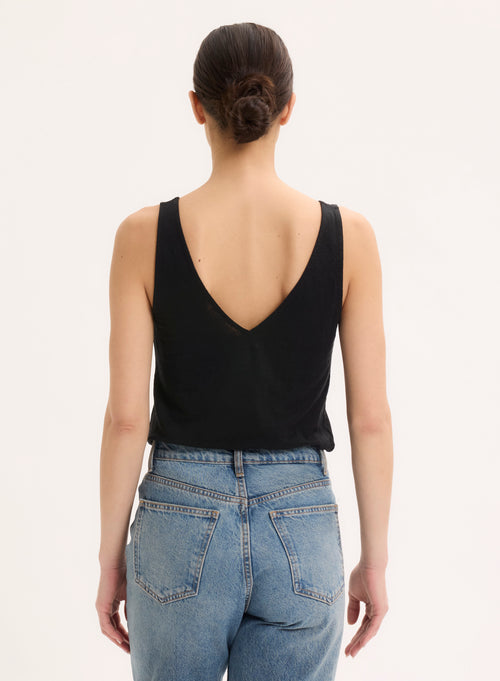 Black V-Neck Tank Top - MAJESTIC FILATURES