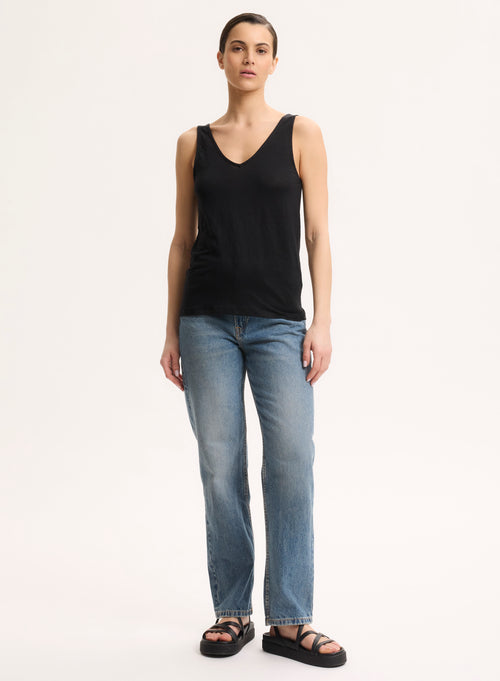 Black V-Neck Tank Top - MAJESTIC FILATURES