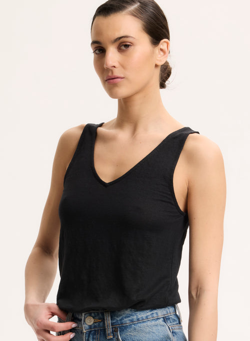 Black V-Neck Tank Top - MAJESTIC FILATURES