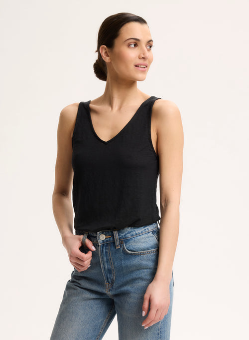 Black V-Neck Tank Top - MAJESTIC FILATURES