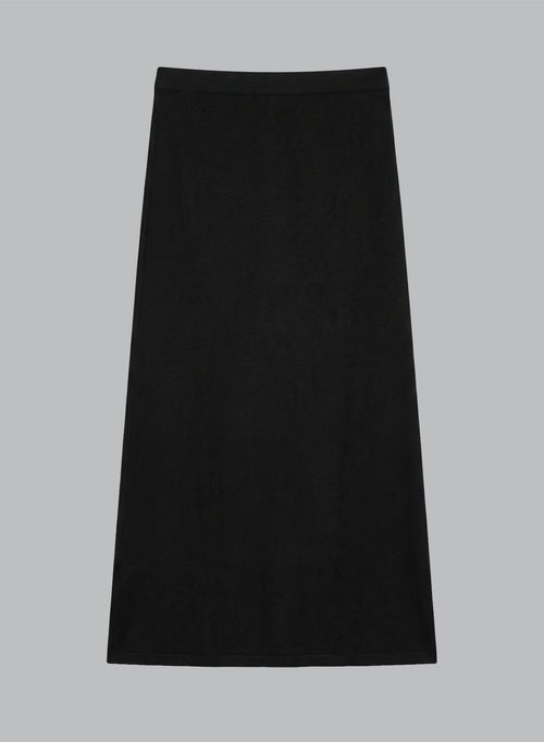 Black Linen / Elastane Skirt - MAJESTIC FILATURES