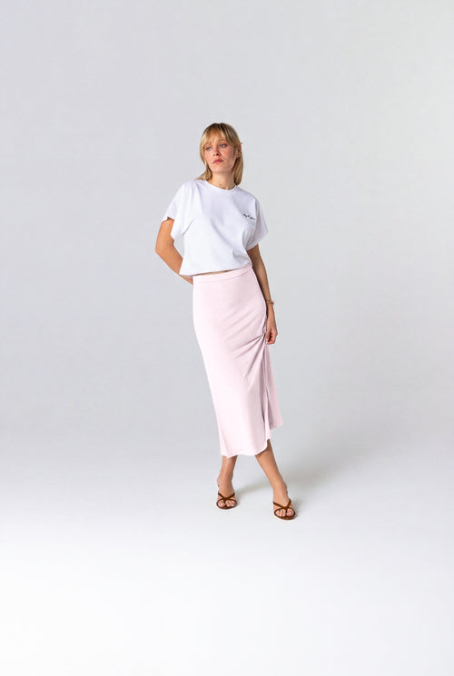 Pink Linen / Elastane Skirt - MAJESTIC FILATURES