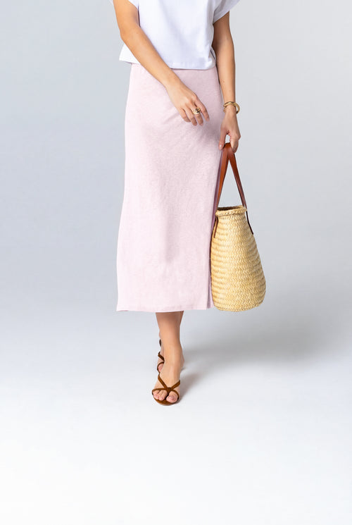 Pink Linen / Elastane Skirt - MAJESTIC FILATURES