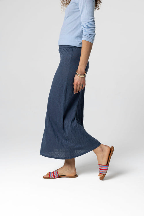 Rock aus Leinen/Elasthan in Dunkelblau - MAJESTIC FILATURES