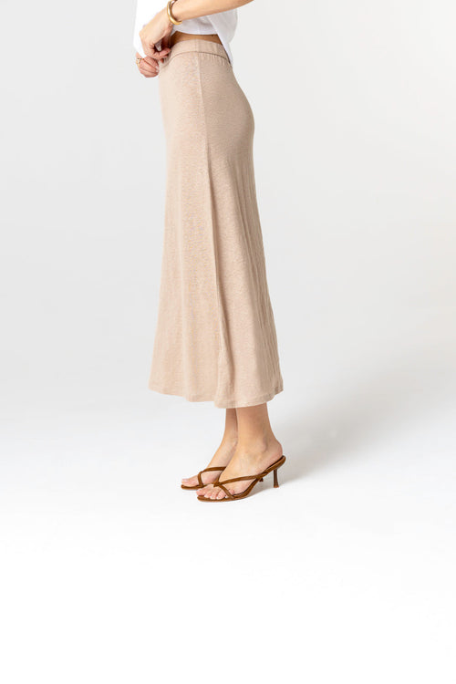 Jupe Beige en Lin / Elasthanne - MAJESTIC FILATURES
