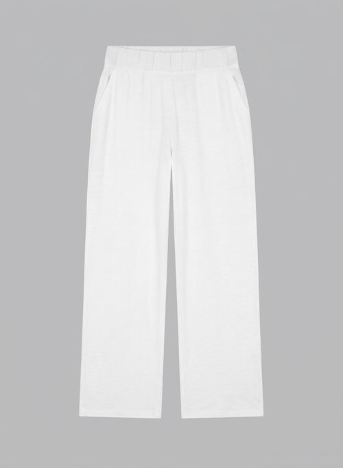 Pantalon Blanc en Lin / Elasthanne - MAJESTIC FILATURES