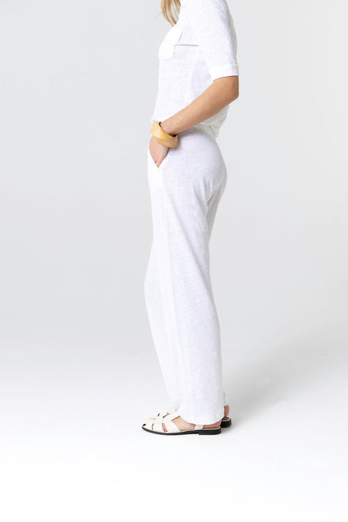 Pantalon Blanc en Lin / Elasthanne - MAJESTIC FILATURES