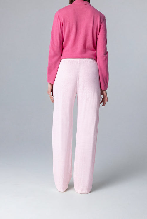 Pink Linen / Elastane Pants - MAJESTIC FILATURES
