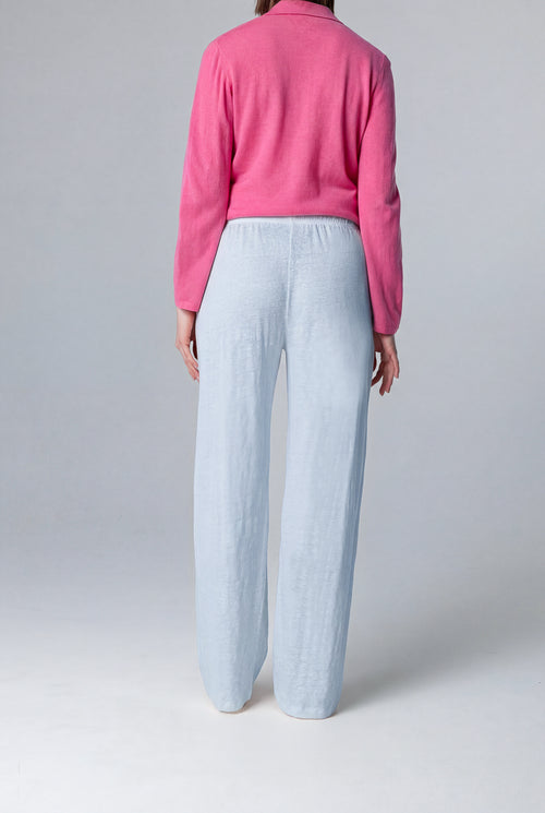 Pantalón azul claro de lino/elastano - MAJESTIC FILATURES