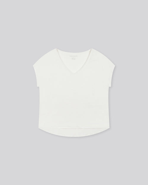 White V-Neck Short Sleeve Linen T-Shirt - MAJESTIC FILATURES