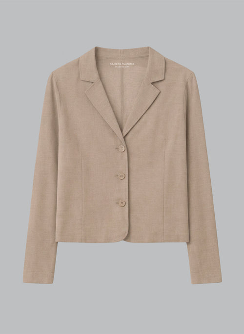Langärmelige Jacke aus Leinen/Elasthan in Beige - MAJESTIC FILATURES
