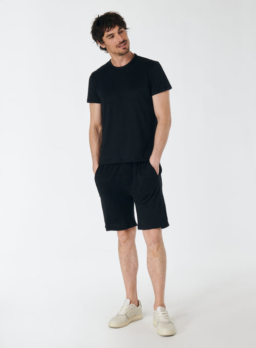 Black Linen / Elastane Shorts - MAJESTIC FILATURES