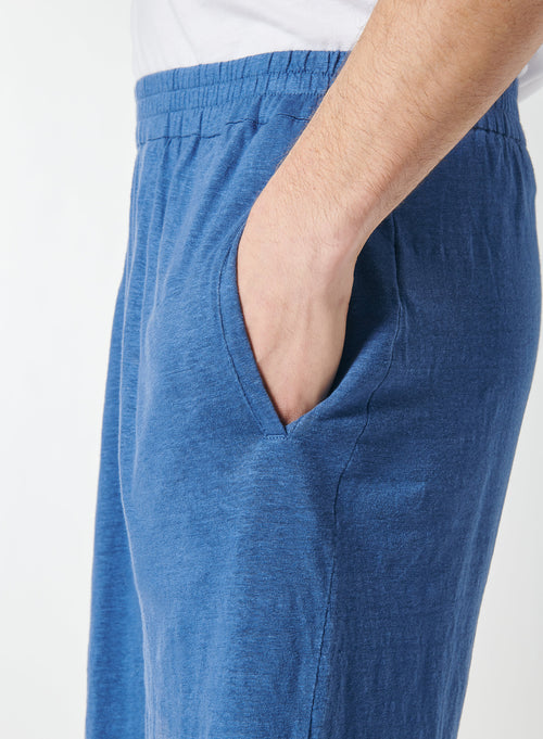 Blue Linen / Elastane Shorts - MAJESTIC FILATURES