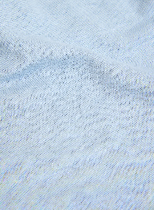 Blue Round Neck Short Sleeve Linen / Elastane T-Shirt - MAJESTIC FILATURES