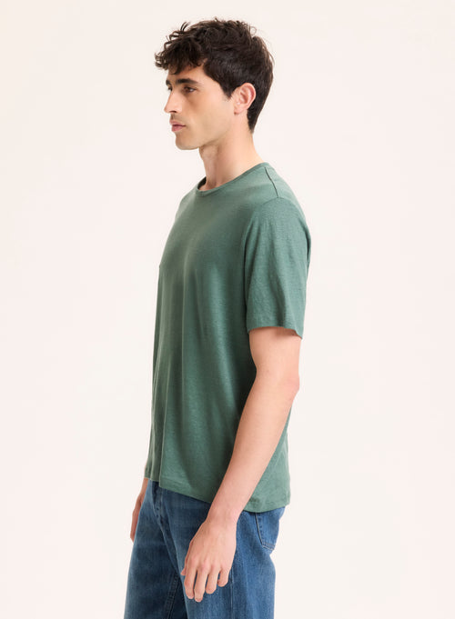 Green Shirt Collar Long Sleeve Shirt - MAJESTIC FILATURES