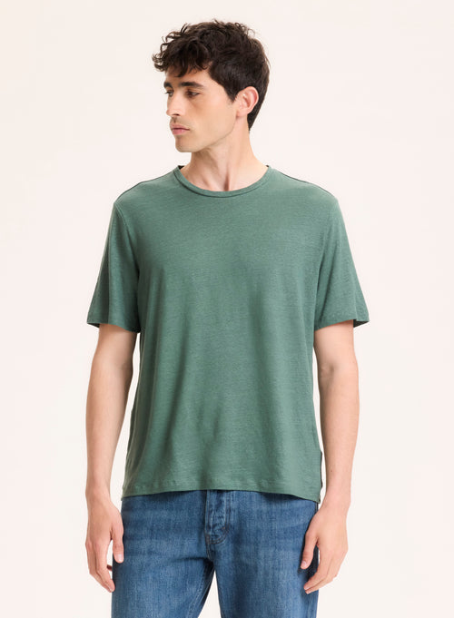 Green Shirt Collar Long Sleeve Shirt - MAJESTIC FILATURES