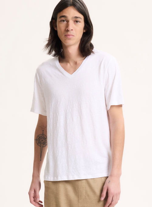 White Round Neck Short Sleeve T-shirt - MAJESTIC FILATURES