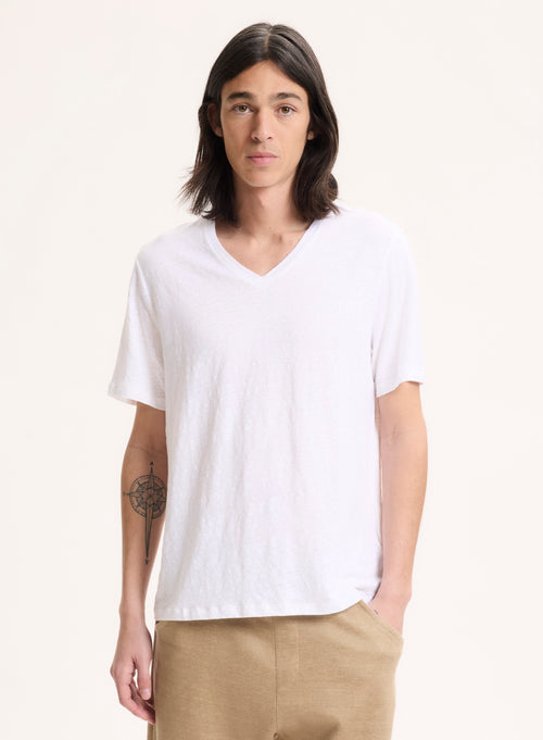 White Round Neck Short Sleeve T-shirt - MAJESTIC FILATURES