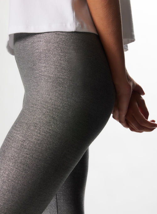 Pantalón jaspeado© antracita en viscosa y elastano - MAJESTIC FILATURES