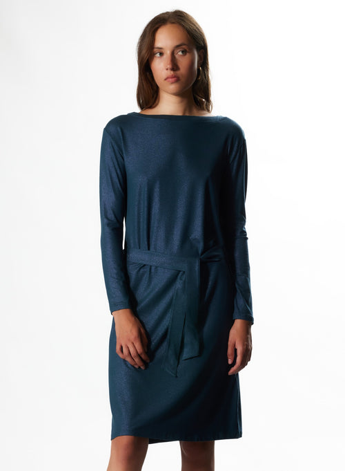 Vestido de manga larga con cuello barco en viscosa y elastano - MAJESTIC FILATURES